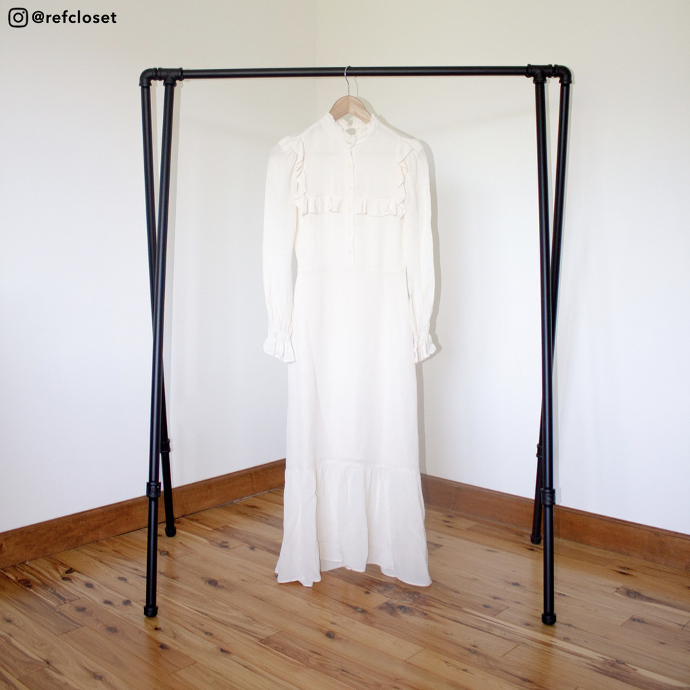 Reformation Blush Cream Ruffled Midi Dress - Picture 3 of 4